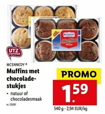 Lidl Muffins met chocoladestukjes aanbieding