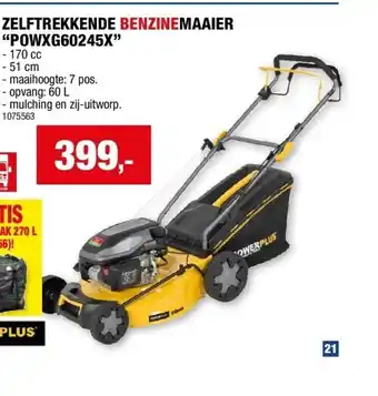 Hubo ZELFTREKKENDE BENZINEMAAIER “POWXG60245X” aanbieding