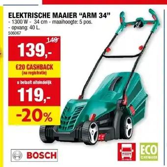 Hubo ELEKTRISCHE MAAIER “ARM 34” aanbieding