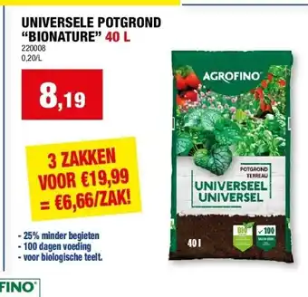 Hubo UNIVERSELE POTGROND “BIONATURE” 40 L aanbieding