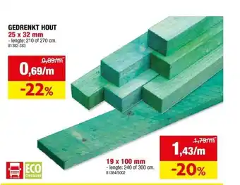 Hubo GEDRENKT HOUT 25 x 32 mm aanbieding