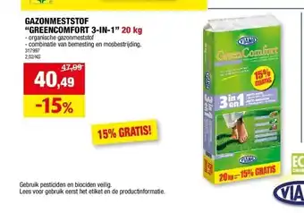 Hubo GAZONMESTSTOF “GREENCOMFORT 3-IN-1” 20 kg aanbieding