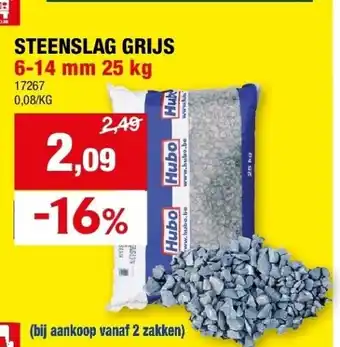 Hubo STEENSLAG GRIJS 6-14 mm 25 kg aanbieding