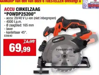 Hubo ACCU CIRKELZAAG “POWDP25200” aanbieding