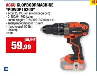 Hubo ACCU KLOPBOORMACHINE “POWDP15200” aanbieding
