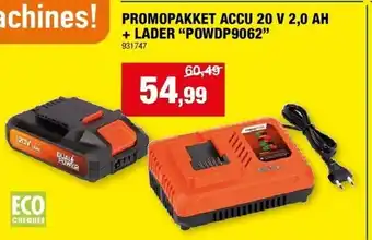 Hubo PROMOPAKKET ACCU 20 V 2,0 AH + LADER “POWDP9062” aanbieding