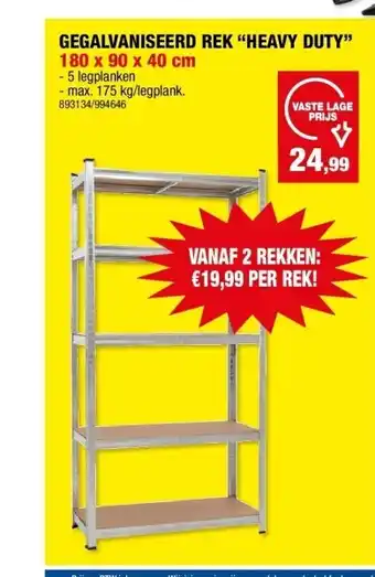 Hubo GEGALVANISEERD REK “HEAVY DUTY” 180 x 90 x 40 cm aanbieding