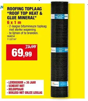 Hubo ROOFING TOPLAAG “ROOF TOP HEAT & GLUE MINERAL” 6 x 1 m aanbieding