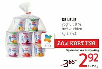De lelie yoghurt 0 % met vruchten
