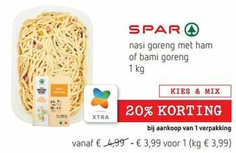 Spar Colruyt Nasi goreng met ham of bami goreng aanbieding