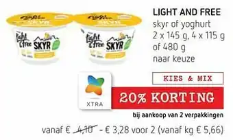 Spar Colruyt Light and free skyr of yoghurt aanbieding