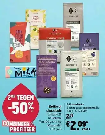 Delhaize Pure chocoladetablet 85% aanbieding