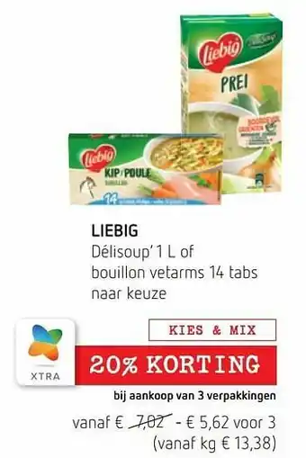 Spar Colruyt Liebig délisoup’ of bouillon vetarms aanbieding