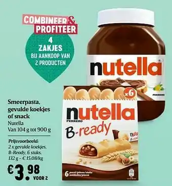 Delhaize Nutella gevulde koekjes, b-ready aanbieding