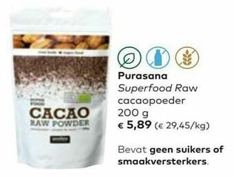 Bio Planet Purasana superfood raw cacaopoeder aanbieding
