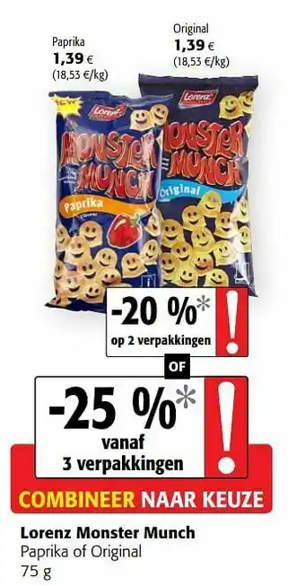 Colruyt Lorenz monster munch paprika of original aanbieding