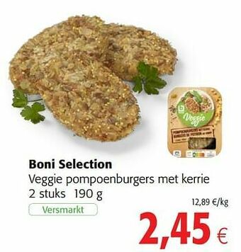Colruyt Boni selection veggie pompoenburgers met kerrie aanbieding