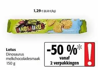 Colruyt Lotus dinosaurus melkchocoladesmaak aanbieding