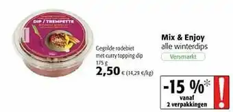 Mix + enjoy gegrilde rodebiet met curry topping dip