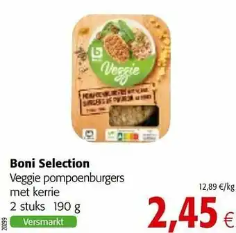 Colruyt Boni selection veggie pompoenburgers met kerrie aanbieding