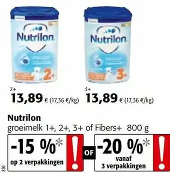 Colruyt Nutrilon groeimelk 1+, 2+, 3+ of fibers+ aanbieding