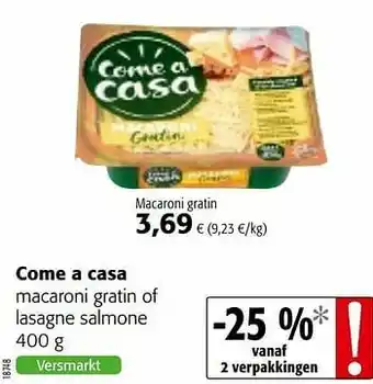 Colruyt Come a casa macaroni gratin of lasagne salmone aanbieding