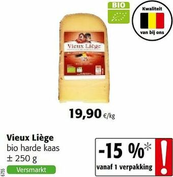 Colruyt Vieux liège bio harde kaas aanbieding