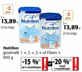 Colruyt Nutrilon groeimelk 1 +, 2 +, 3 + of fibers + aanbieding