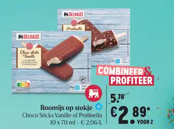 Delhaize Roomijs op stokje aanbieding