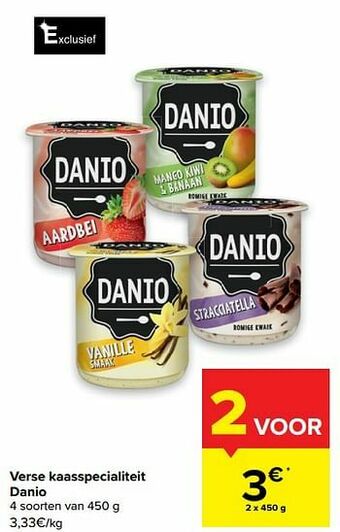 Carrefour Market Verse kaasspecialiteit danio aanbieding