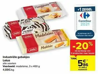 Carrefour Industriële gebakjes lotus madeleine aanbieding