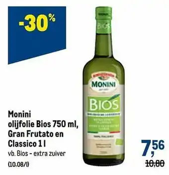 Makro Monini olijfolie bios gran frutato en classico bios - extra zuiver aanbieding