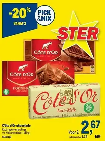 Makro C`ôte d`or chocolade melkchocolade aanbieding