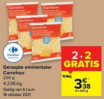 Carrefour Geraspte emmentaler carrefour aanbieding
