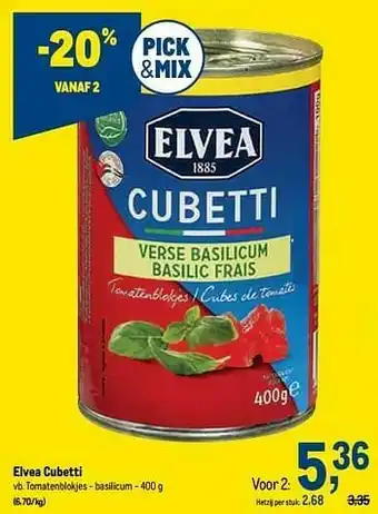 Makro Elvea cubetti tomatenblokjes - basilicum aanbieding