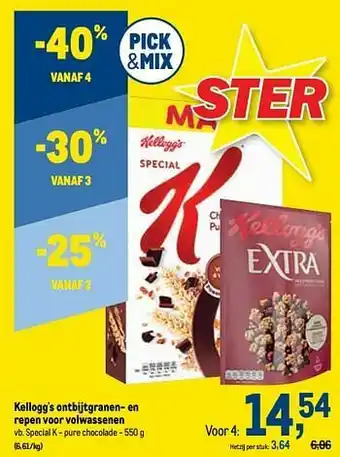 Kellogg`s ontbijtgranen- en repen voor volwassenen special k - pure chocolade