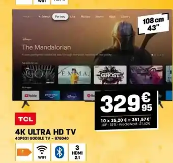 Electro Depot Tcl 4K ULTRA HD TV aanbieding