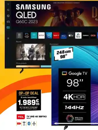 Electro Depot Tcl TV UHD 4K 98P743 aanbieding