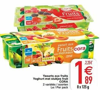 Cora Yaourts aux fruits yoghurt met stukjes fruit cora aanbieding