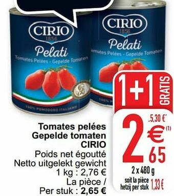 Cora Tomates pelées gepelde tomaten cirio aanbieding