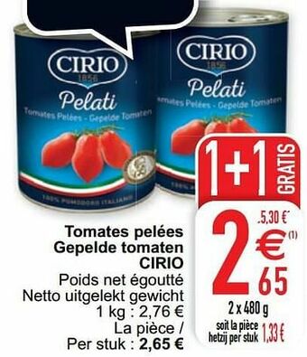 Cora Tomates pelées gepelde tomaten cirio aanbieding