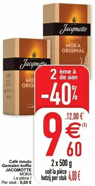 Cora Café moulu gemalen koffie jacqmotte moka aanbieding