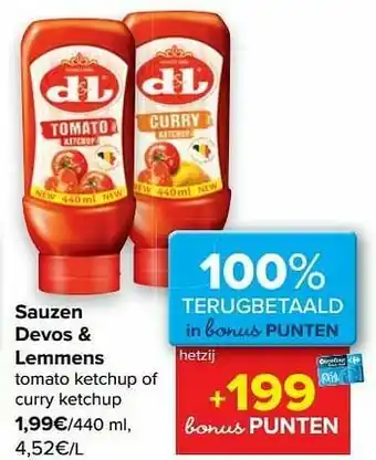 Carrefour Sauzen devos + lemmens aanbieding