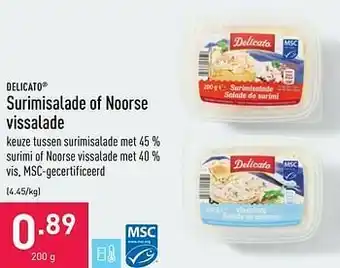ALDI Delicato surimisalade of noorse vissalade aanbieding