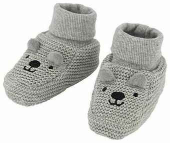 HEMA HEMA Newborn Slofjes Gebreid Grijsmelange (grijsmelange) aanbieding