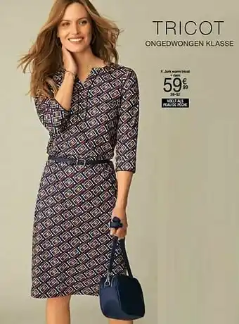 Damart Jurk warm tricot + riem aanbieding