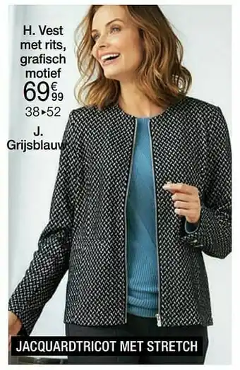Damart Vest met rits grafisch motief aanbieding