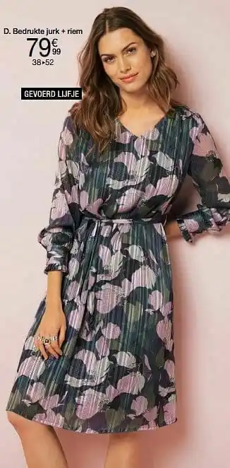 Damart Bedrukte jurk + riem aanbieding