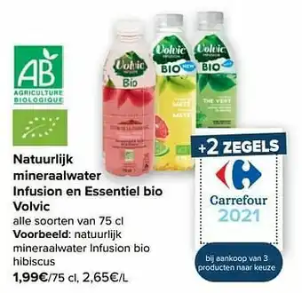 Carrefour Natuurlijk mineraalwater infusion bio hibiscus aanbieding