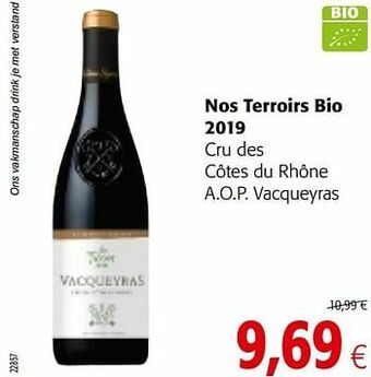 Colruyt Nos terroirs bio 2019 cru des côtes du rhône a.o.p. vacqueyras aanbieding